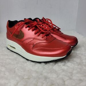 Nike  Air Max 1 University Women's Size 6.5 Red Sequin Gold CT1149-600 New